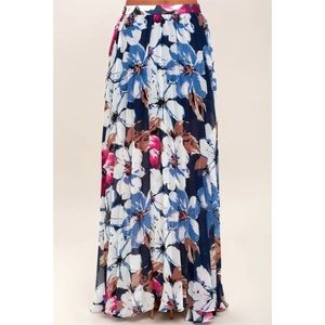 Lulus Twilight Temptation Navy Blue Floral Print Maxi Skirt